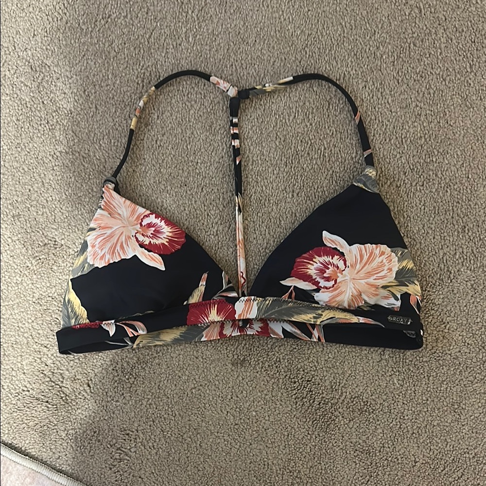 Roxy Floral Black Bikini Top - Picture 1 of 1
